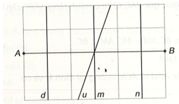 Trong hình dưới đây, đường thẳng nào là đường trung trực của đoạn thẳng AB?