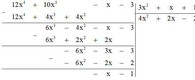 Trong mỗi trường hợp sau đây, tìm thương Q(x) và dư R(x) trong phép chia F(x) cho G(x) 