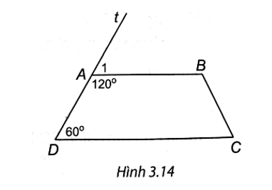 Tứ giác ABCD trong Hình 3.14 có phải là hình thang không?