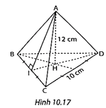 Tính thể tích hình chóp tam giác đều A.BCD có độ dài cạnh đáy bằng 10 cm