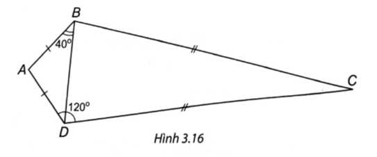 Tính số đo các góc của tứ giác ABCD trong Hình 3.16