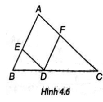 Cho tam giác ABC, từ điểm D trên cạnh BC, kẻ đường thẳng song song với AB cắt AC tại F