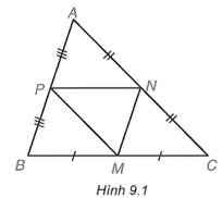 Trong Hình 9.1, ABC là tam giác không cân; M, N, P lần lượt là trung điểm của BC, CA, AB