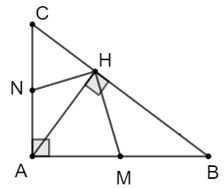 Cho tam giác ABC vuông tại A có đường cao AH. Cho M và N lần lượt là trung điểm
