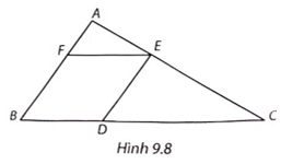 Cho các điểm A, B, C, D, E, F như Hình 9.8. Biết rằng DE // AB, EF // BC, DE = 4 cm, AB = 6 cm