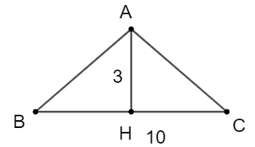 Cho tam giác ABC cân tại đỉnh A chiều cao AH = 3 cm và cạnh đáy BC = 10 cm