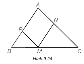 Cho Hình 9.24, biết rằng MN // AB, MP // AC. Hãy liệt kê ba cặp tam giác