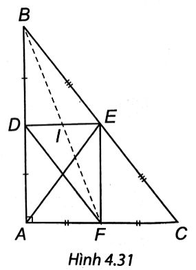 Cho tam giác ABC vuông tại A. Gọi D, E, F lần lượt là trung điểm của AB