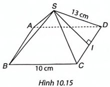 Cho hình chóp tứ giác đều S.ABCD có độ dài cạnh bên bằng 13 cm