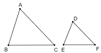 Cho ∆ABC ᔕ ∆DEF với tỉ số đồng dạng bằng 2. Biết rằng AB = 4 cm, EF = 3 cm