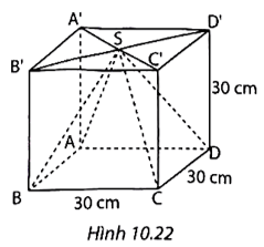 Từ một khúc gỗ hình lập phương cạnh 30 cm (H.10.22), người ta cắt đi một phần gỗ