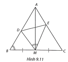 Cho tam giác ABC cân tại A và M là trung điểm của cạnh BC. Lấy các điểm D, E