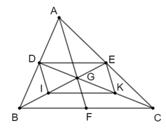 Cho tam giác ABC. Các đường trung tuyến AF, BE và CD cắt nhau tại G