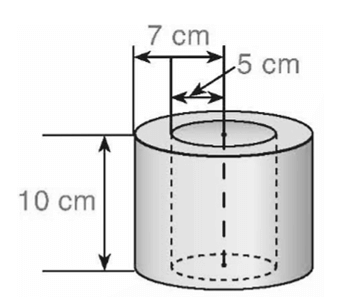 Một vòng bi bằng thép (phần thép giữa hai hình trụ) có hình dạng và kích thước như hình vẽ bên