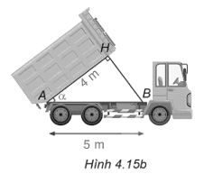 Tính góc nghiêng α của thùng xe chở rác trong Hình 4.15a trang 78 VTH Toán 9 Tập 1