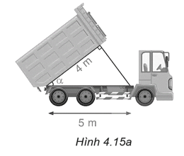 Tính góc nghiêng α của thùng xe chở rác trong Hình 4.15a trang 78 VTH Toán 9 Tập 1