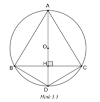 Cho tam giác ABC cân tại A có ba đỉnh nằm trên đường tròn (O). Đường cao AH cắt (O) tại D
