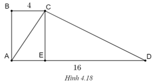 Cho hình thang ABCD (AD // BC) có AD = 16 cm, BC = 4 cm và góc A = góc B = góc ACD = 90 độ