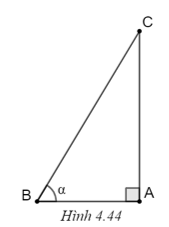 Cho tam giác ABC vuông tại A, có góc B = alpha (H.4.44) trang 92 VTH Toán 9 Tập 1