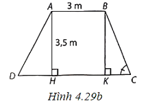 Mặt cắt ngang của một đập ngăn nước có dạng hình thang ABCD (H.4.29a). Chiều rộng của mặt trên AB