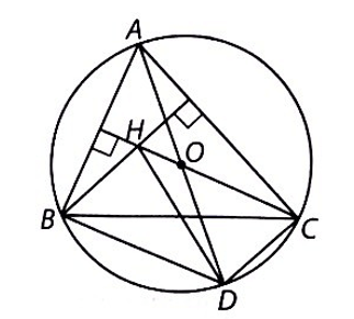 Cho tam giác nhọn ABC có trực tâm H và nội tiếp đường tròn (O). Lấy D là điểm đối xứng với A qua O
