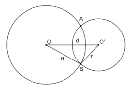 Chọn phương án đúng. Cho hai đường tròn (O; R) và (O'; r) với R > r cắt nhau