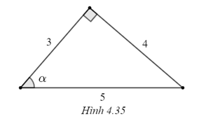 Chọn phương án đúng. Trong Hình 4.35, cos α bằng trang 90 VTH Toán 9 Tập 1