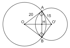 Chọn phương án đúng. Cho hai đường tròn (O) và (O') cắt nhau tại A và B trong đó OA là tiếp tuyến