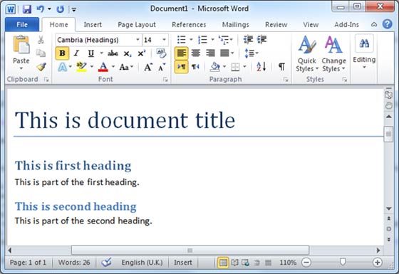 Mục lục trong Word 2010